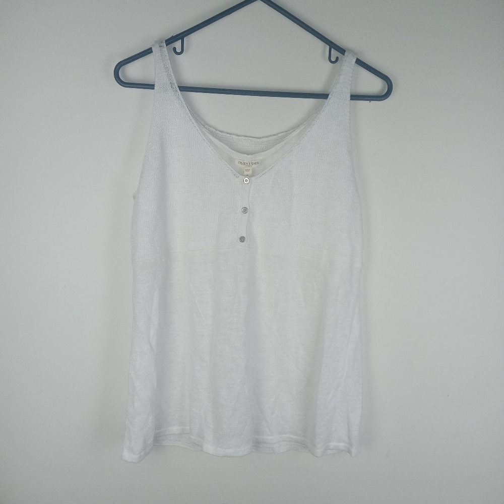 Eileen Fisher V-Neck BTN Linen Tank Size PL